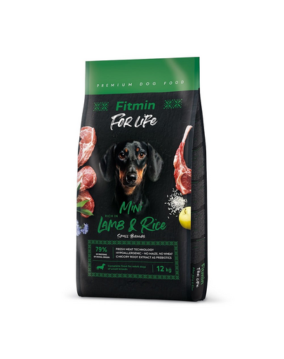FITMIN dog For Life Lamb & Rice Mini 12 kg aliment caini rasa mica, miel si orez FITMIN dog For Life Lamb & Rice Mini 12 kg aliment caini rasa mica, miel si orez