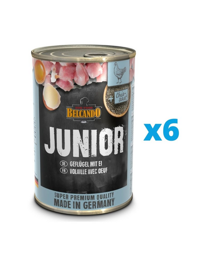 BELCANDO Super Premium Junior hrana caine junior 6x400 g pui si oua BELCANDO Super Premium Junior hrana caine junior 6x400 g pui si oua