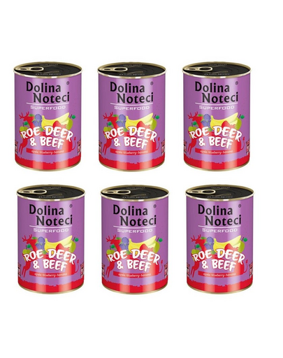 DOLINA NOTECI Premium SuperFood hrana umeda caini adulti, caprioara si carne de vita 400 g x 6 buc. DOLINA NOTECI Premium SuperFood hrana umeda caini adulti, caprioara si carne de vita 400 g x 6 buc.