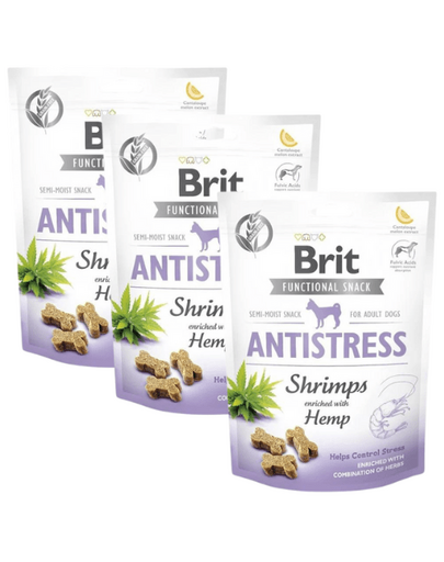 BRIT Care Dog Functional Snack Shrimp Anatistress 3x150 g recompense control stres caini BRIT Care Dog Functional Snack Shrimp Anatistress 3x150 g recompense control stres caini