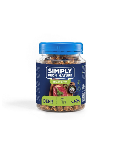 SIMPLY FROM NATURE Smart Bites Gustare din cerb pentru caine 4x130 g SIMPLY FROM NATURE Smart Bites Gustare din cerb pentru caine 4x130 g