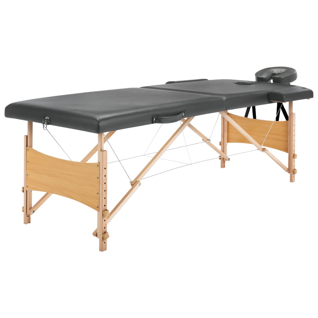 vidaXL Masă de masaj cu 2 zone, cadru din lemn, antracit, 186 x 68 cm vidaXL Masă de masaj cu 2 zone, cadru din lemn, antracit, 186 x 68 cm