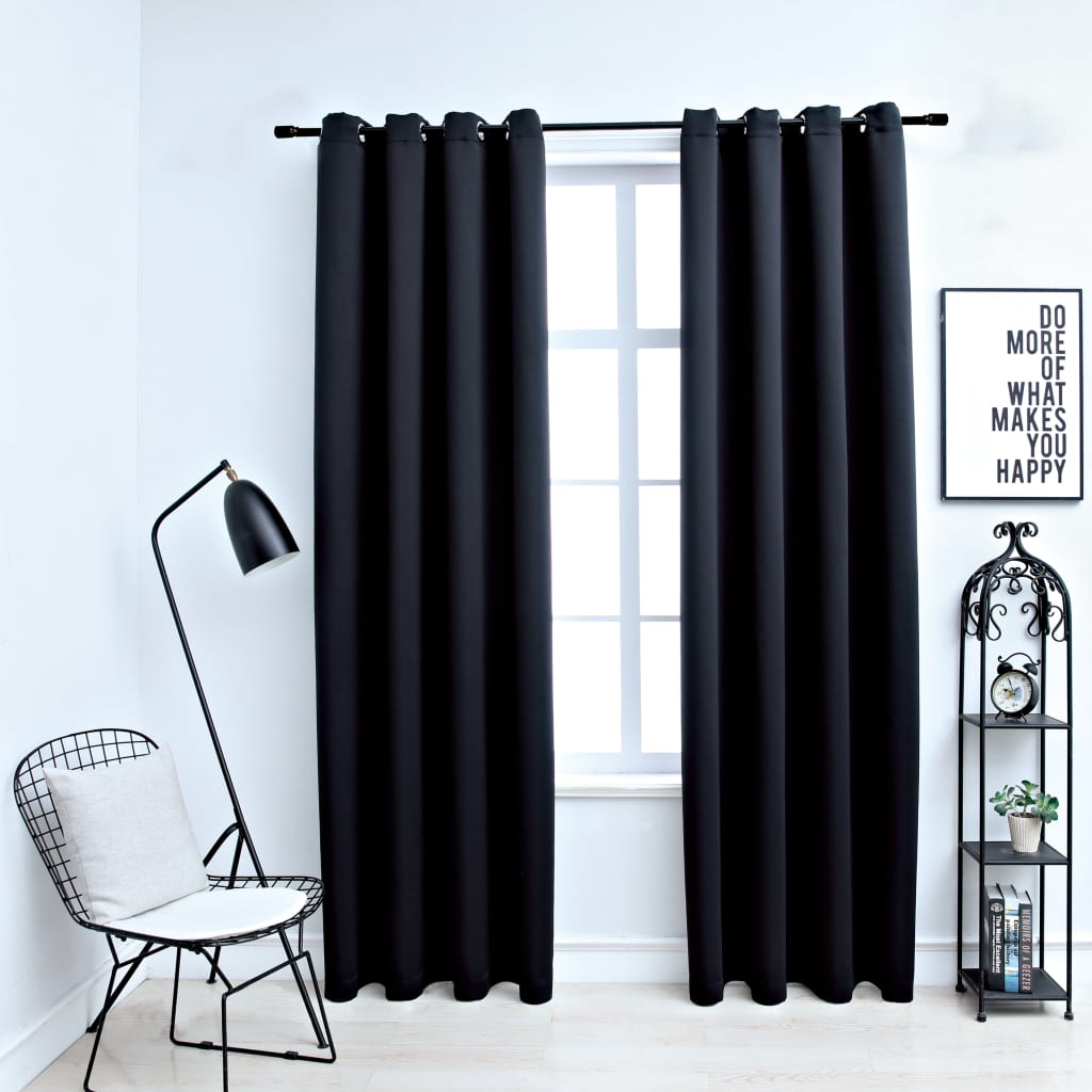 vidaXL Draperii opace cu inele metalice, 2 buc., negru, 140 x 245 cm vidaXL Draperii opace cu inele metalice, 2 buc., negru, 140 x 245 cm