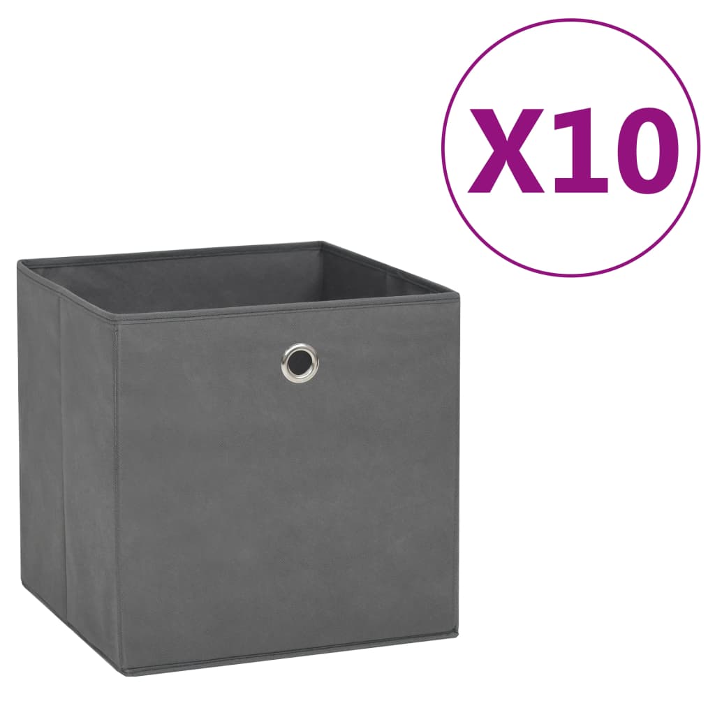 vidaXL Cutii depozitare, 10 buc., gri, 28x28x28 cm, material nețesut vidaXL Cutii depozitare, 10 buc., gri, 28x28x28 cm, material nețesut