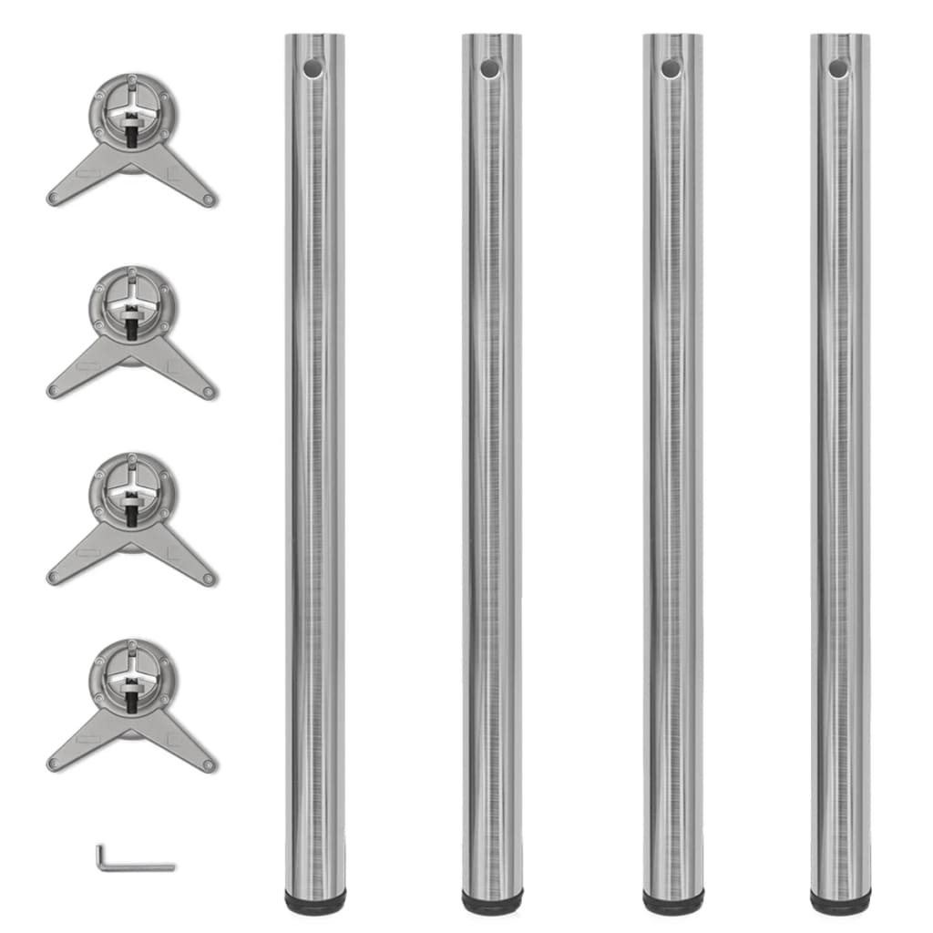 Picioare de masă din nichel periat, înălțime reglabilă, 4 buc., 870 mm Picioare de masă din nichel periat, înălțime reglabilă, 4 buc., 870 mm
