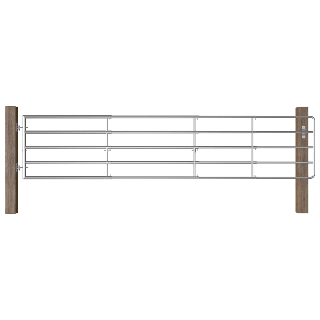 vidaXL Poartă de câmp cu 5 bare, argintiu, (150-400) x 90 cm, oțel vidaXL Poartă de câmp cu 5 bare, argintiu, (150-400) x 90 cm, oțel