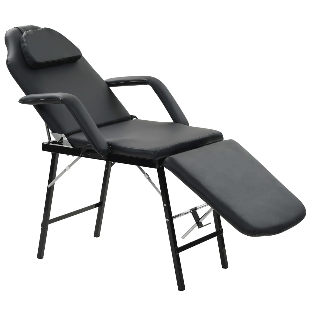 vidaXL Scaun tratament facial, înlocuitor piele, 185x78x76 cm, negru vidaXL Scaun tratament facial, înlocuitor piele, 185x78x76 cm, negru