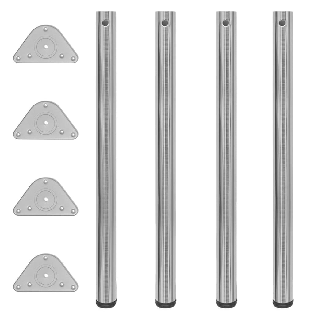 Picioare de masă din nichel șlefuit, înălțime reglabilă, 4 buc, 870 mm Picioare de masă din nichel șlefuit, înălțime reglabilă, 4 buc, 870 mm