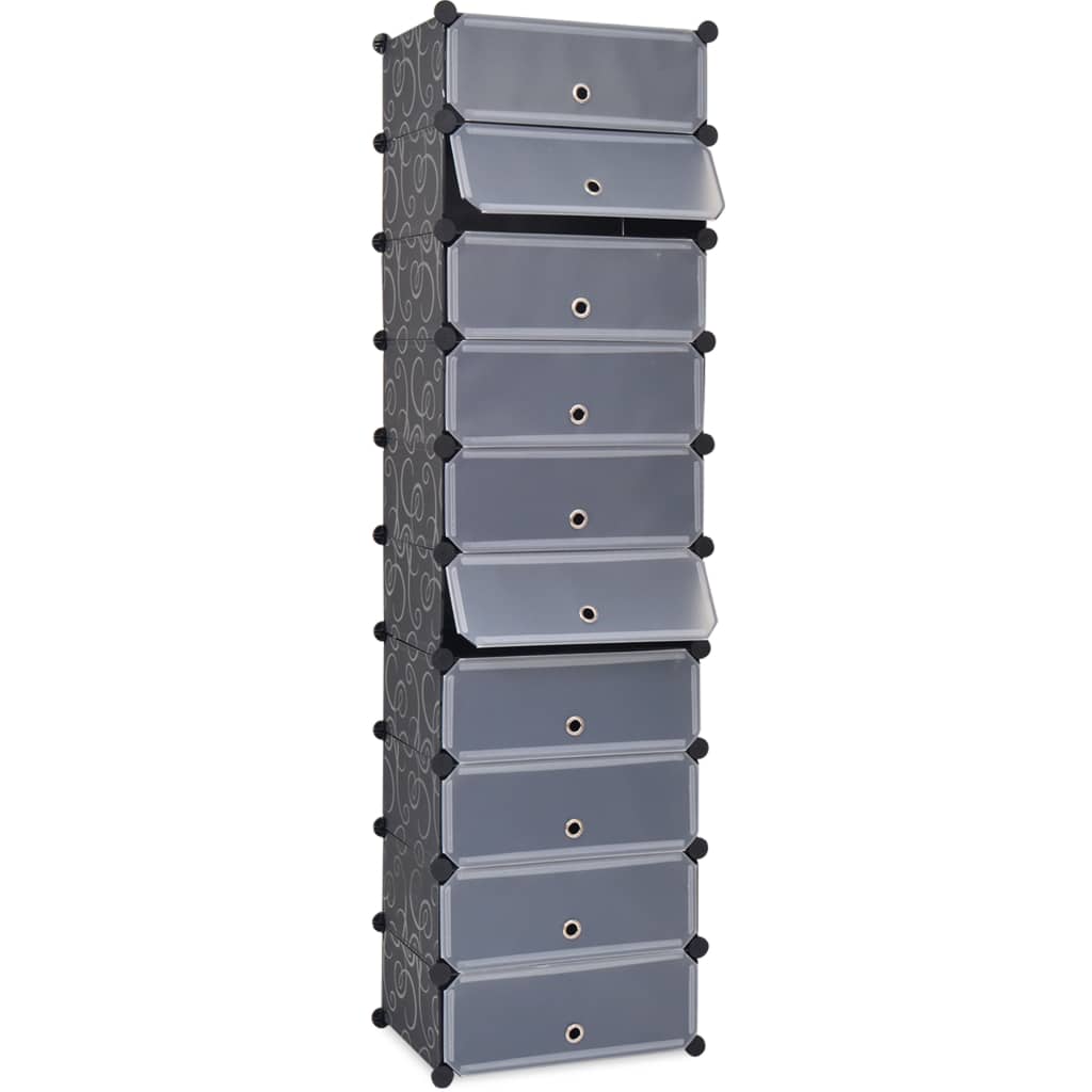 vidaXL Organizator de pantofi interconectat, 10 compartimente, negru vidaXL Organizator de pantofi interconectat, 10 compartimente, negru