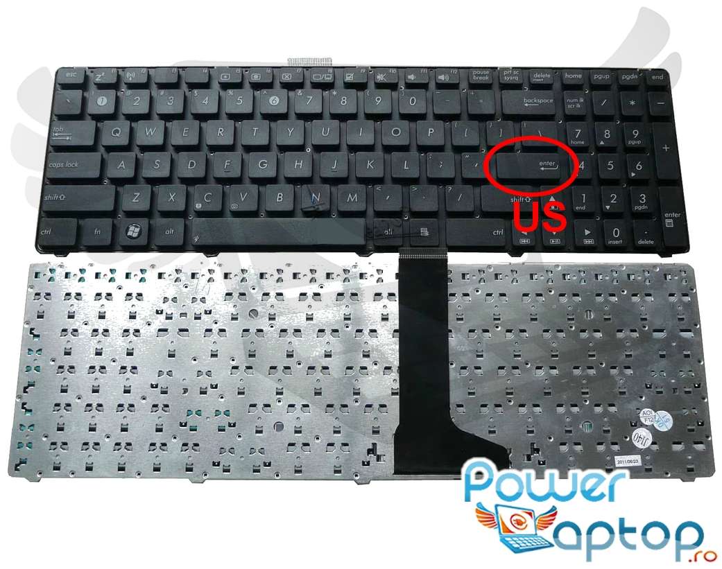 Tastatura Asus U52F layout US fara rama enter mic