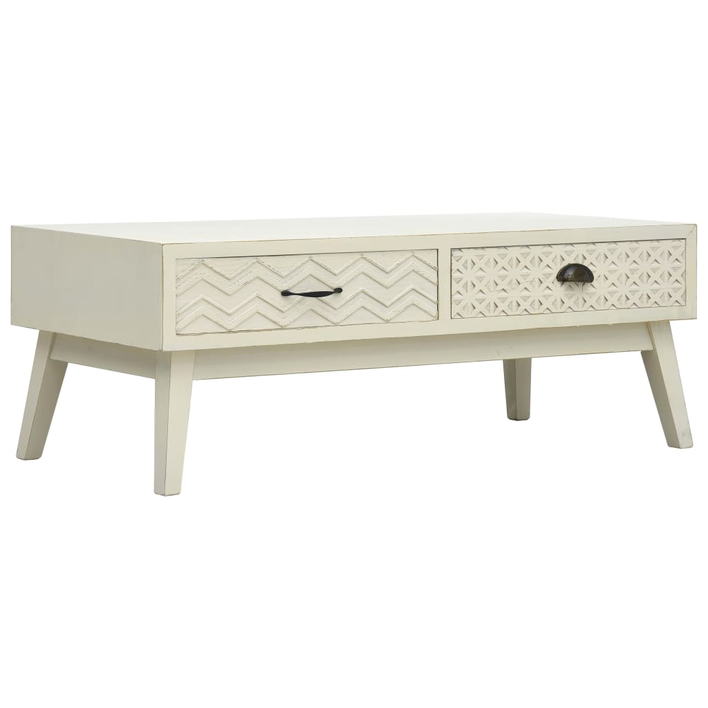 vidaXL Masă de cafea cu 2 sertare sculptate, gri, 110x50x40 cm, lemn vidaXL Masă de cafea cu 2 sertare sculptate, gri, 110x50x40 cm, lemn