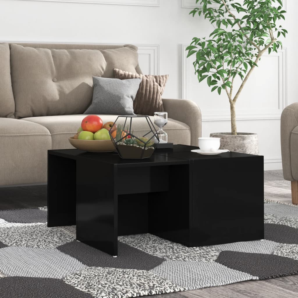 vidaXL Măsuțe de cafea, 4 buc., negru extralucios, 33x33x33 cm, PAL vidaXL Măsuțe de cafea, 4 buc., negru extralucios, 33x33x33 cm, PAL