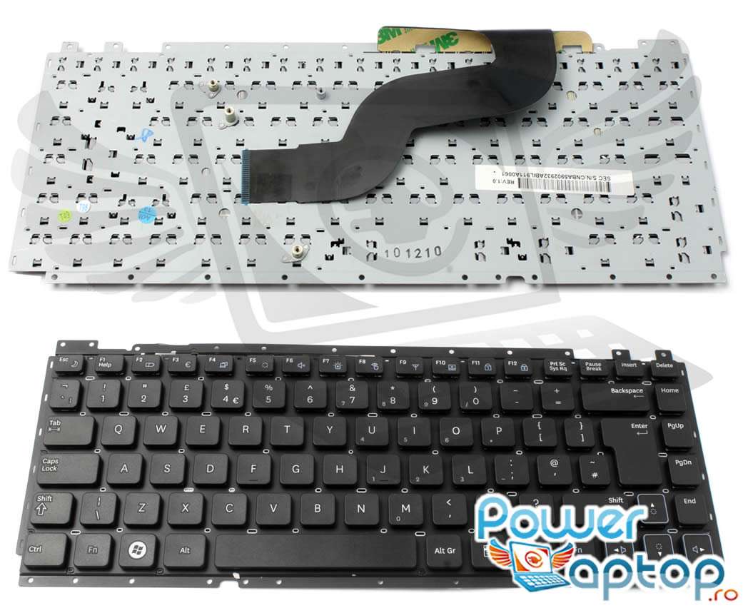 Tastatura neagra Samsung 9Z N5PSN 201 layout UK fara rama enter mare Tastatura neagra Samsung 9Z N5PSN 201 layout UK fara rama enter mare