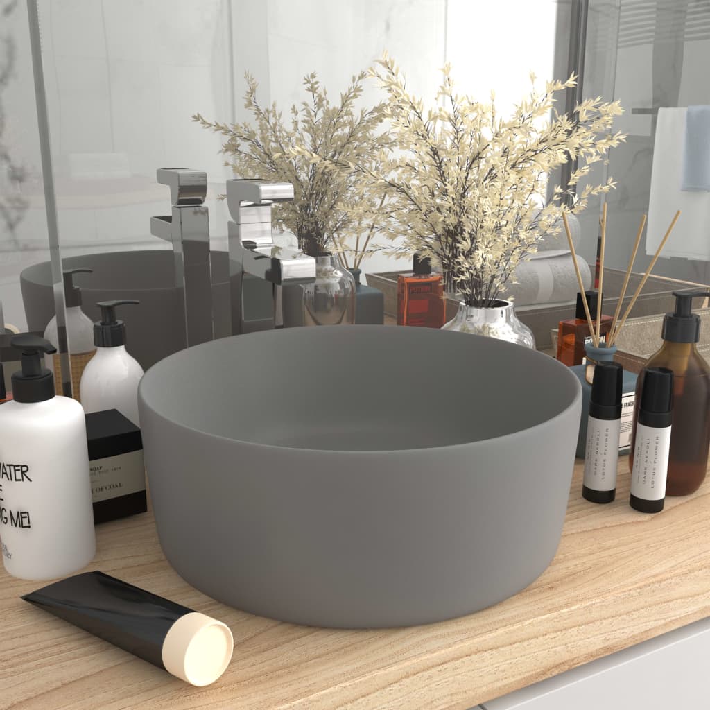 vidaXL Chiuvetă baie lux gri deschis mat 40x15 cm ceramică rotund vidaXL Chiuvetă baie lux gri deschis mat 40x15 cm ceramică rotund