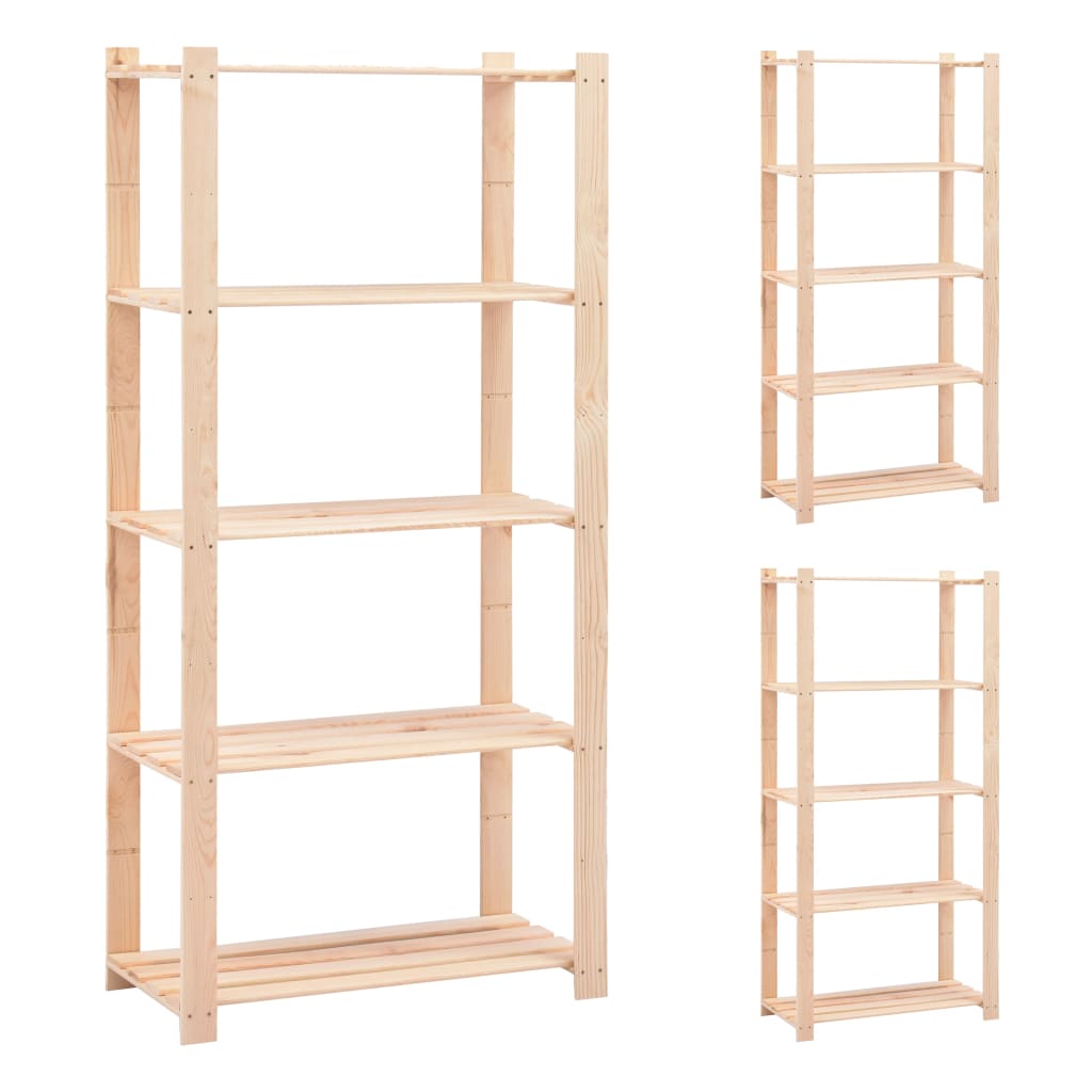 vidaXL Etajere cu 5 niveluri, 3 buc., 80x38x170 cm, pin masiv, 250 kg vidaXL Etajere cu 5 niveluri, 3 buc., 80x38x170 cm, pin masiv, 250 kg