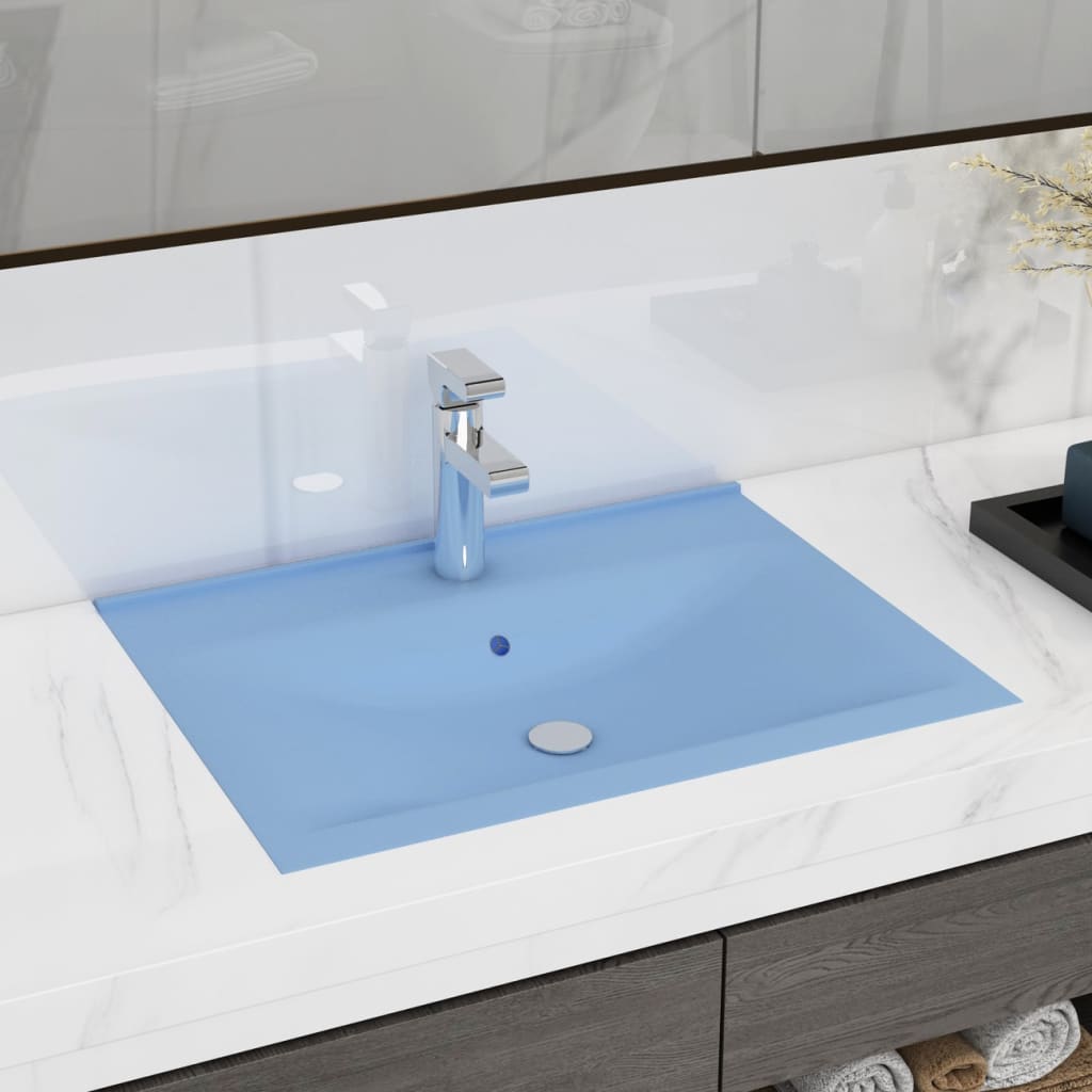 vidaXL Chiuvetă baie lux, orificiu robinet, bleu mat 60x46 cm ceramică vidaXL Chiuvetă baie lux, orificiu robinet, bleu mat 60x46 cm ceramică