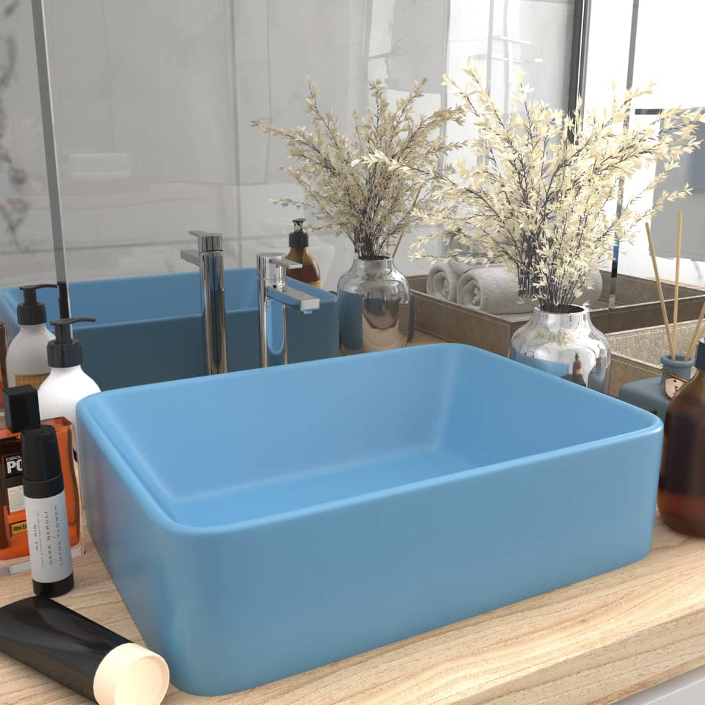 vidaXL Chiuvetă de baie lux albastru deschis mat 41x30x12 cm ceramică vidaXL Chiuvetă de baie lux albastru deschis mat 41x30x12 cm ceramică