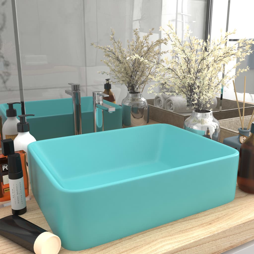 vidaXL Chiuvetă de baie lux, verde deschis mat, 41x30x12 cm, ceramică vidaXL Chiuvetă de baie lux, verde deschis mat, 41x30x12 cm, ceramică
