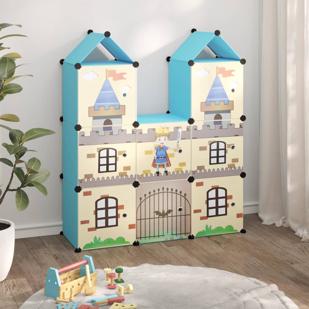 vidaXL Dulap de depozitare cub pentru copii, 8 cuburi, albastru, PP vidaXL Dulap de depozitare cub pentru copii, 8 cuburi, albastru, PP