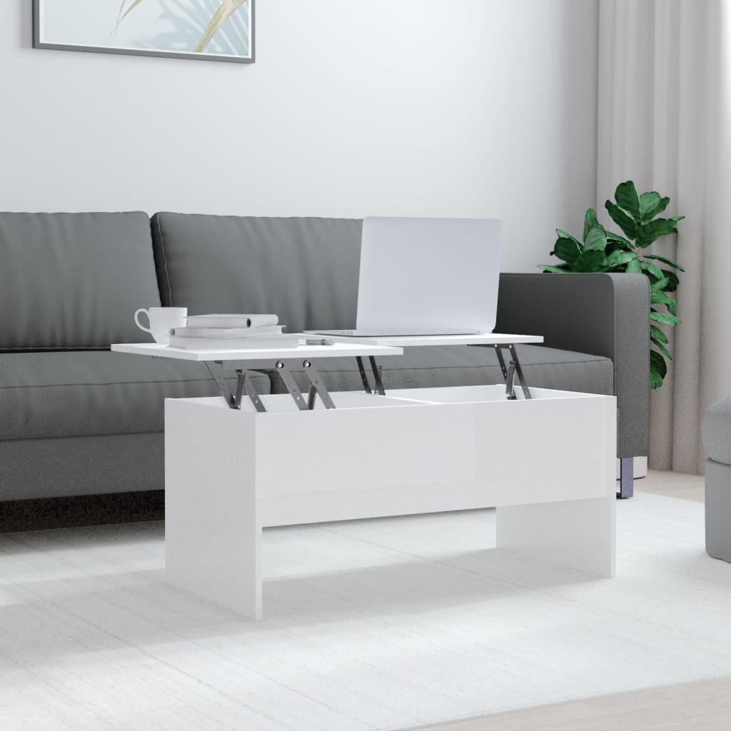 vidaXL Măsuță de cafea alb extralucios 102x50,5x46,5 cm lemn prelucrat vidaXL Măsuță de cafea alb extralucios 102x50,5x46,5 cm lemn prelucrat