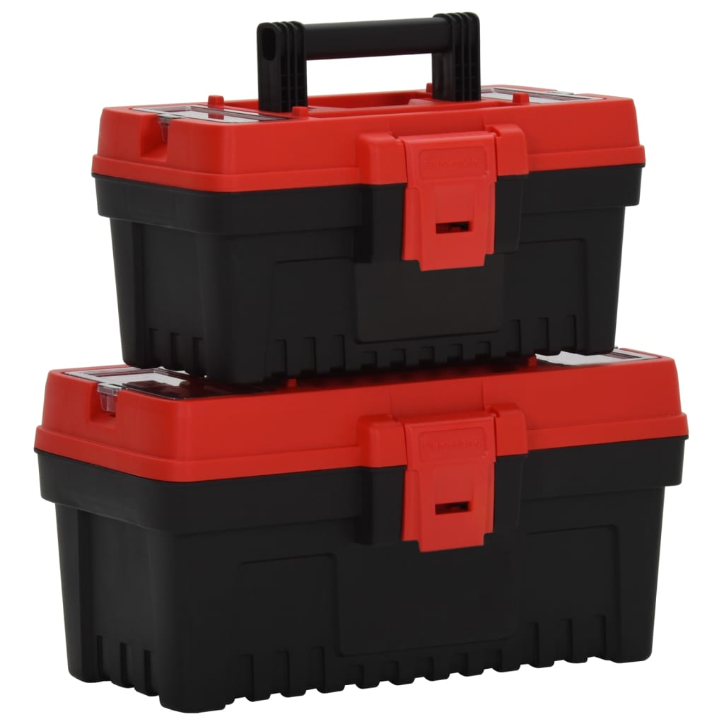 vidaXL Set de cutii de scule, 2 piese, negru și roșu, polipropilenă vidaXL Set de cutii de scule, 2 piese, negru și roșu, polipropilenă