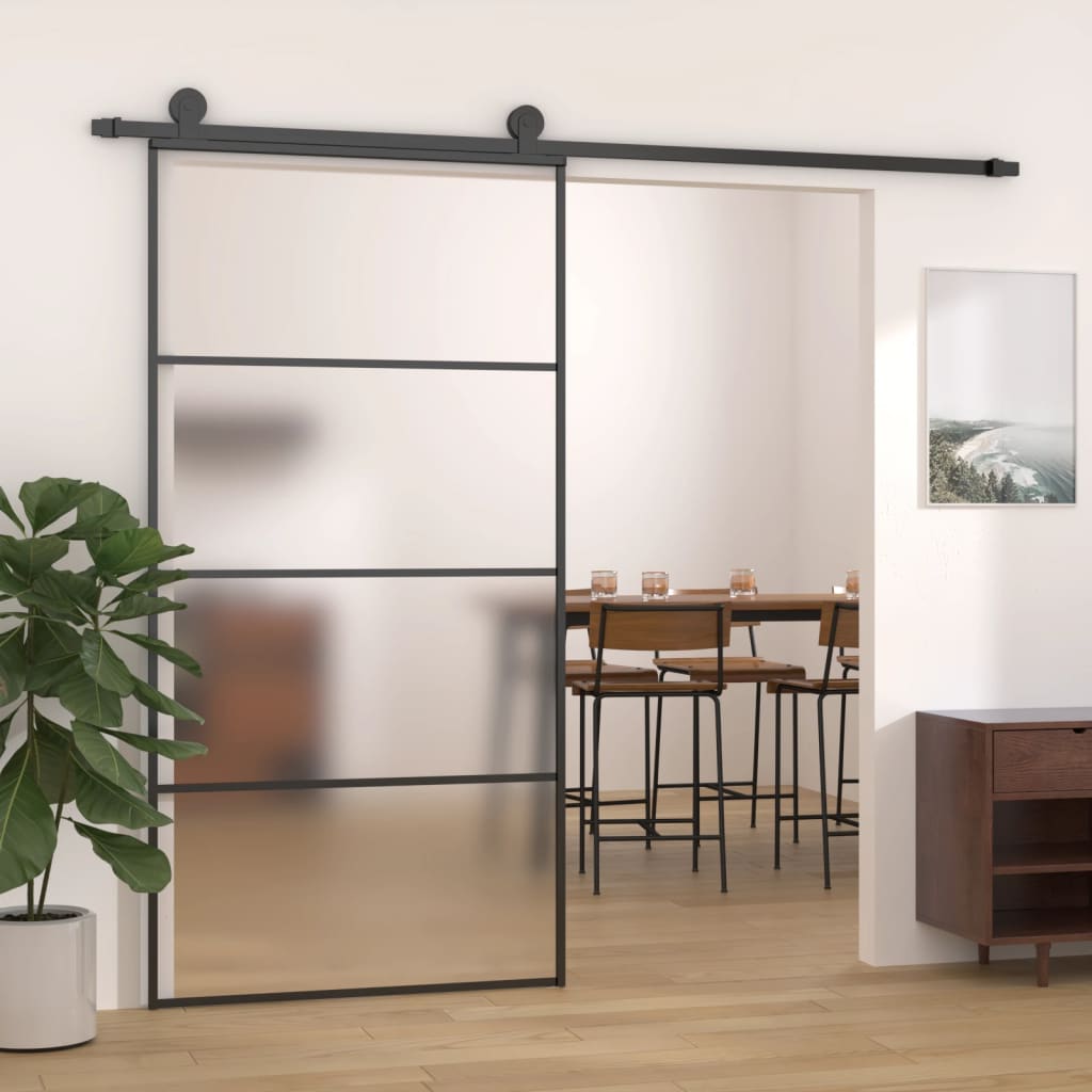 vidaXL Ușă glisantă, negru, 102,5x205 cm, sticlă mată ESG și aluminiu vidaXL Ușă glisantă, negru, 102,5x205 cm, sticlă mată ESG și aluminiu