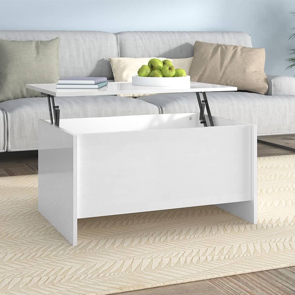 vidaXL Măsuță de cafea alb extralucios 80x55,5x41,5 cm lemn prelucrat vidaXL Măsuță de cafea alb extralucios 80x55,5x41,5 cm lemn prelucrat