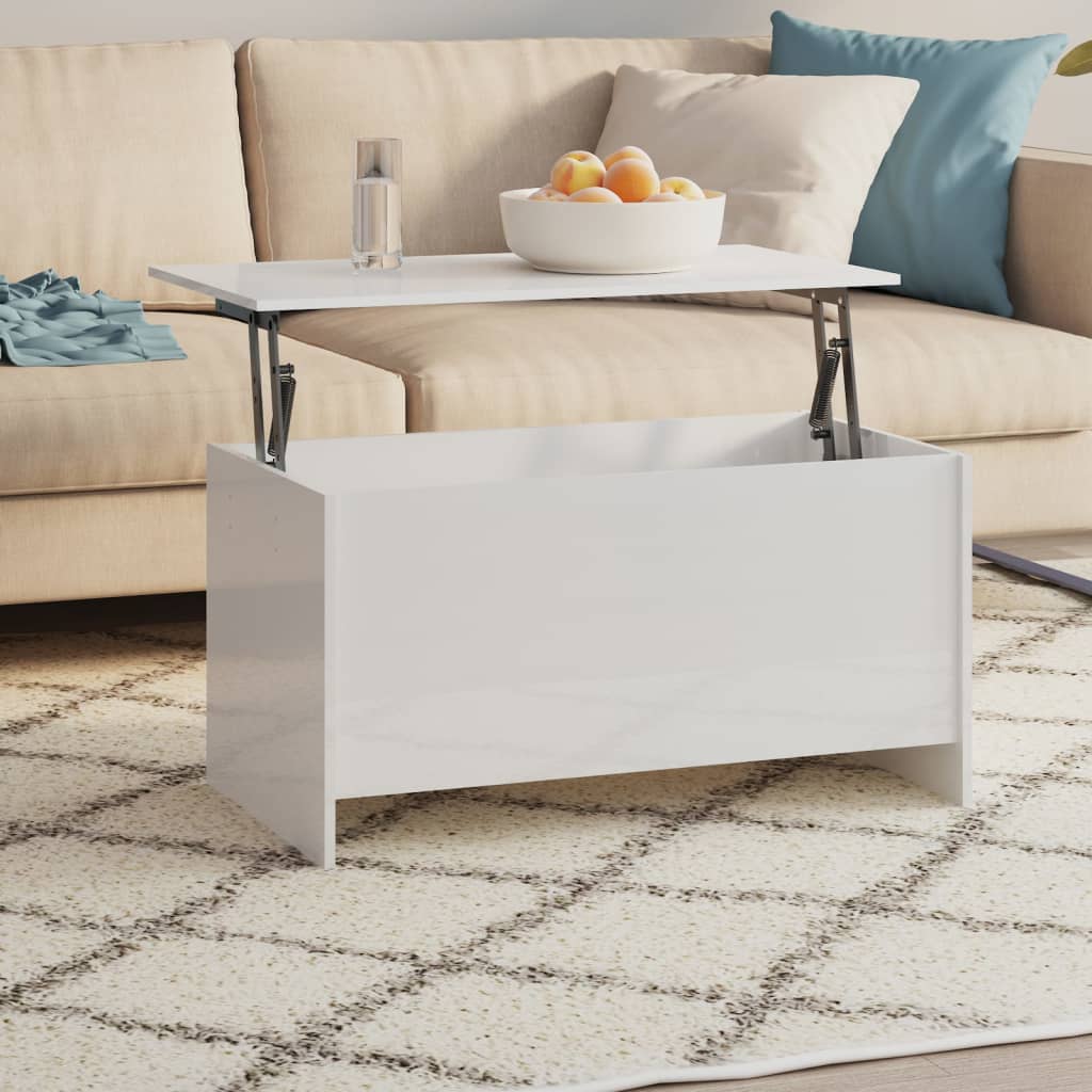 vidaXL Măsuță de cafea alb extralucios 102x55,5x52,5 cm lemn prelucrat vidaXL Măsuță de cafea alb extralucios 102x55,5x52,5 cm lemn prelucrat