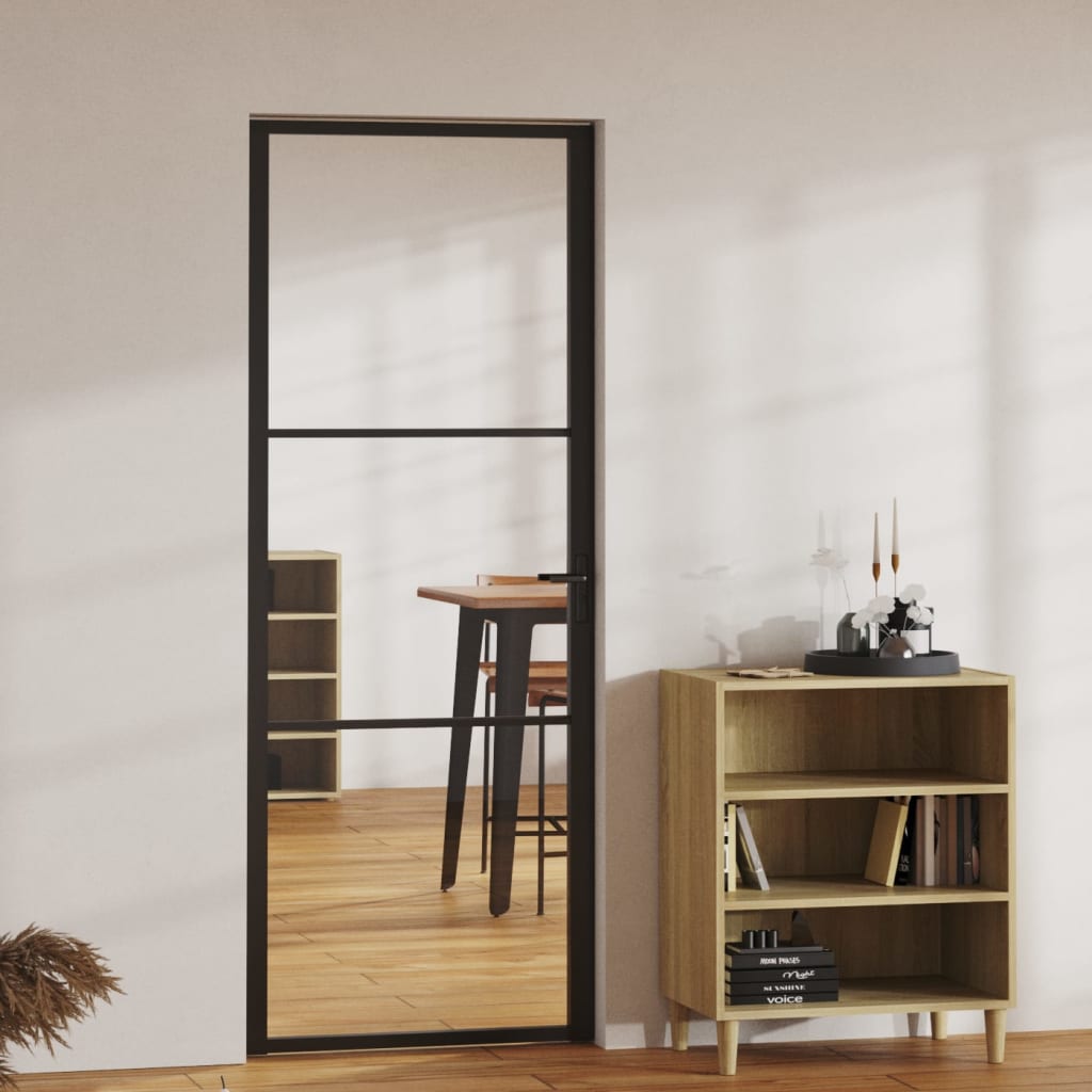 vidaXL Ușă de interior, negru, 76x201,5 cm, sticlă ESG și aluminiu vidaXL Ușă de interior, negru, 76x201,5 cm, sticlă ESG și aluminiu