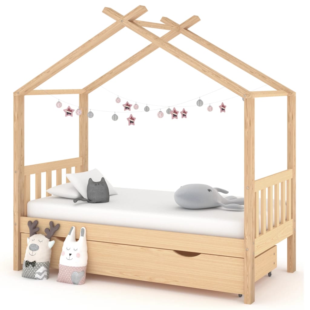 vidaXL Cadru pat de copii, cu un sertar, 80x160 cm, lemn masiv de pin vidaXL Cadru pat de copii, cu un sertar, 80x160 cm, lemn masiv de pin