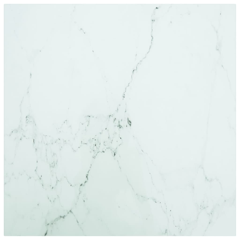 vidaXL Blat masă alb 70x70 cm 6 mm sticlă securizată design marmură vidaXL Blat masă alb 70x70 cm 6 mm sticlă securizată design marmură