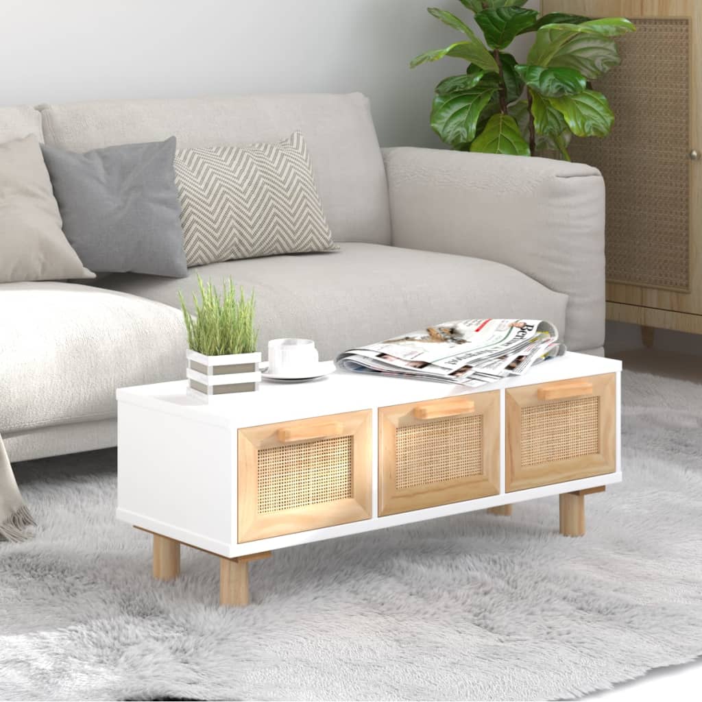 vidaXL Măsuță de cafea alb 80x40x30 cm lemn prelucrat&lemn masiv pin vidaXL Măsuță de cafea alb 80x40x30 cm lemn prelucrat&lemn masiv pin