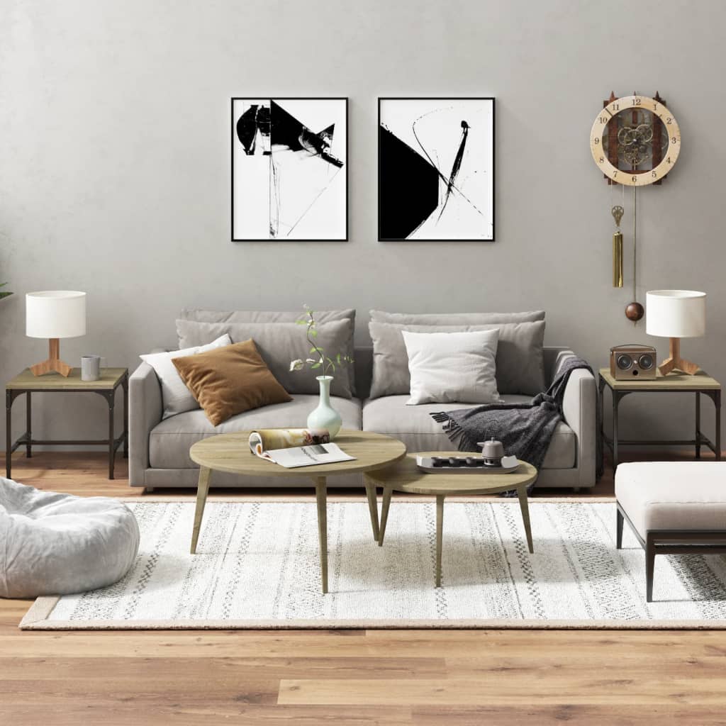 vidaXL Mese laterale 2 buc. stejar sonoma 40x40x35 cm lemn prelucrat vidaXL Mese laterale 2 buc. stejar sonoma 40x40x35 cm lemn prelucrat