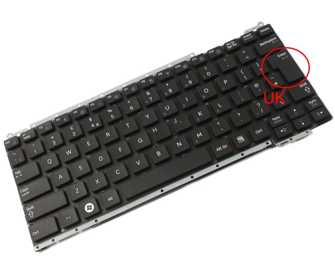 Tastatura neagra Samsung 9Z N7CSN 001 layout UK fara rama enter mare Tastatura neagra Samsung 9Z N7CSN 001 layout UK fara rama enter mare