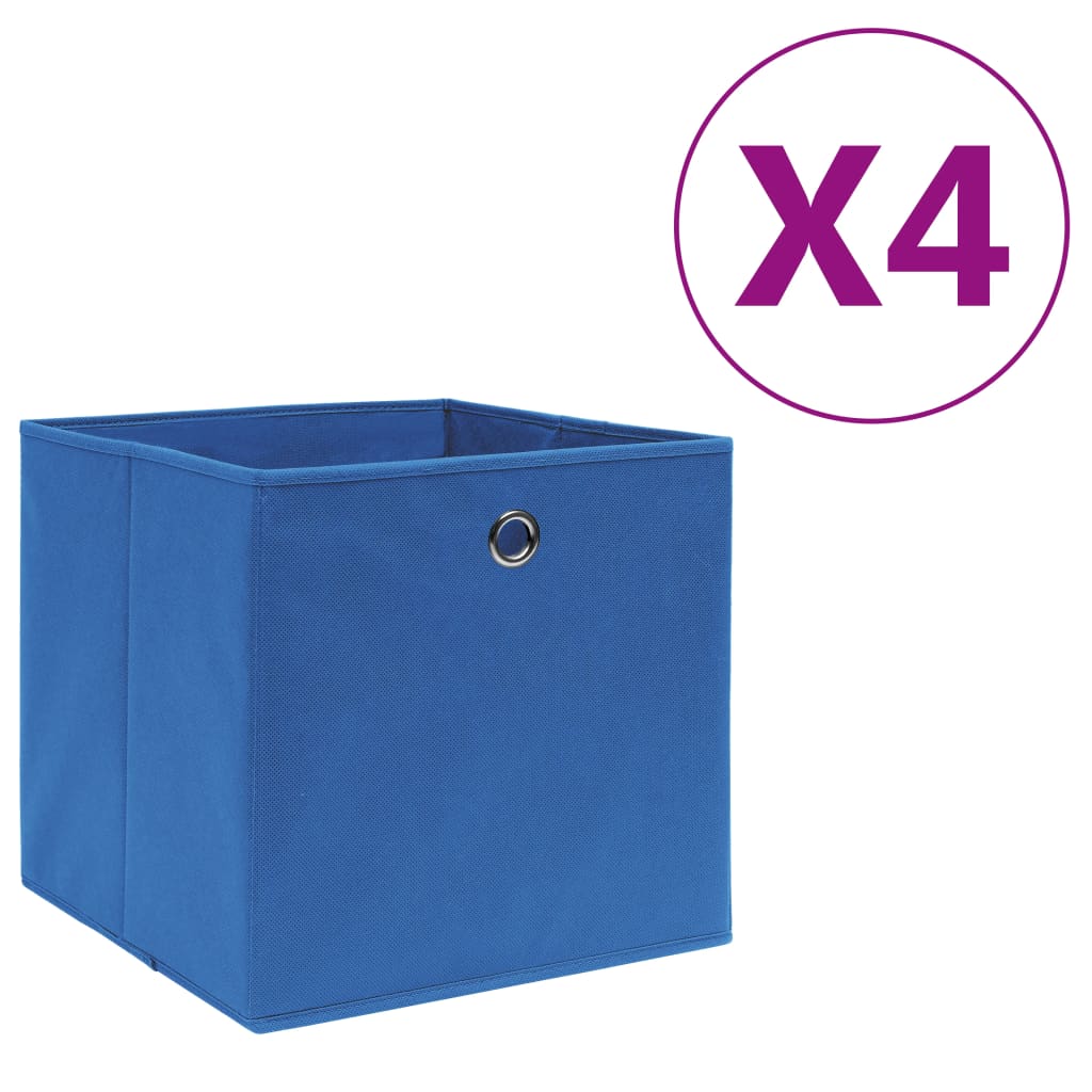 vidaXL Cutii depozitare, 4 buc., albastru, 28x28x28 cm, textil nețesut vidaXL Cutii depozitare, 4 buc., albastru, 28x28x28 cm, textil nețesut