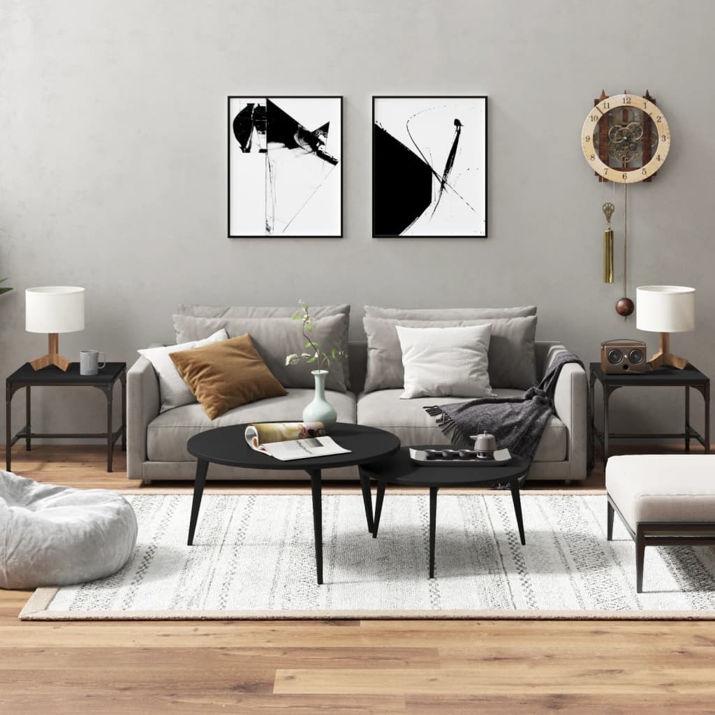 vidaXL Măsuțe laterale, 2 buc., negru, 40x40x35 cm, lemn compozit vidaXL Măsuțe laterale, 2 buc., negru, 40x40x35 cm, lemn compozit