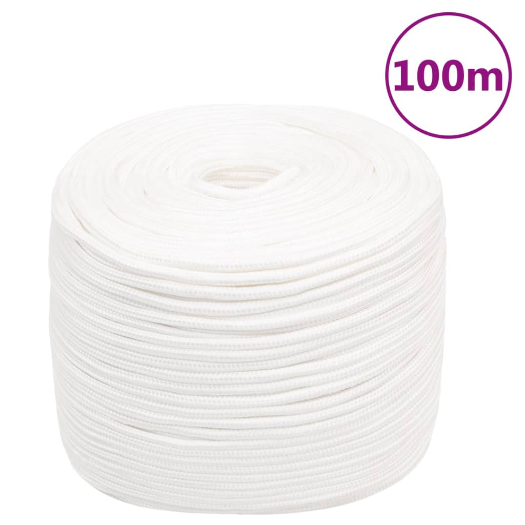 vidaXL Frânghie de barcă, alb complet, 10 mm, 100 m, polipropilenă vidaXL Frânghie de barcă, alb complet, 10 mm, 100 m, polipropilenă