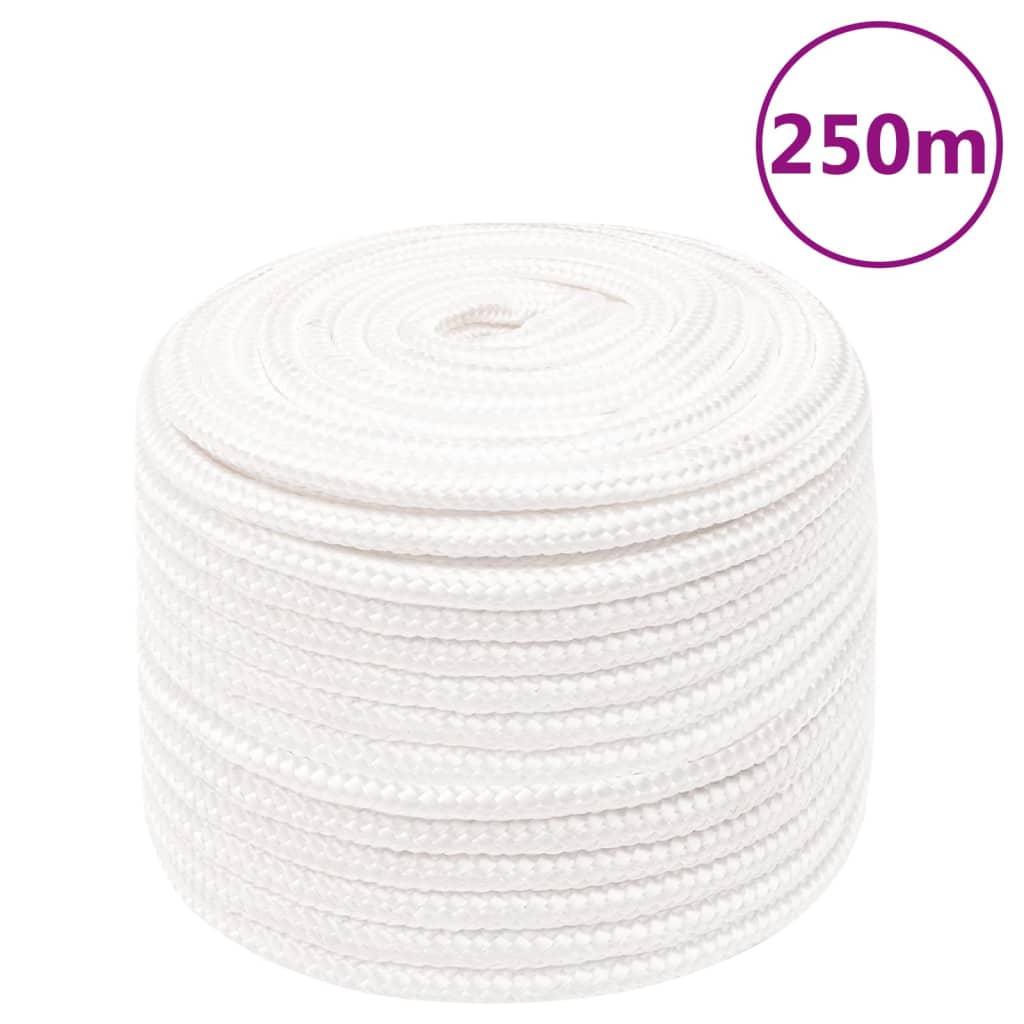 vidaXL Frânghie de barcă, alb complet, 12 mm, 250 m, polipropilenă vidaXL Frânghie de barcă, alb complet, 12 mm, 250 m, polipropilenă