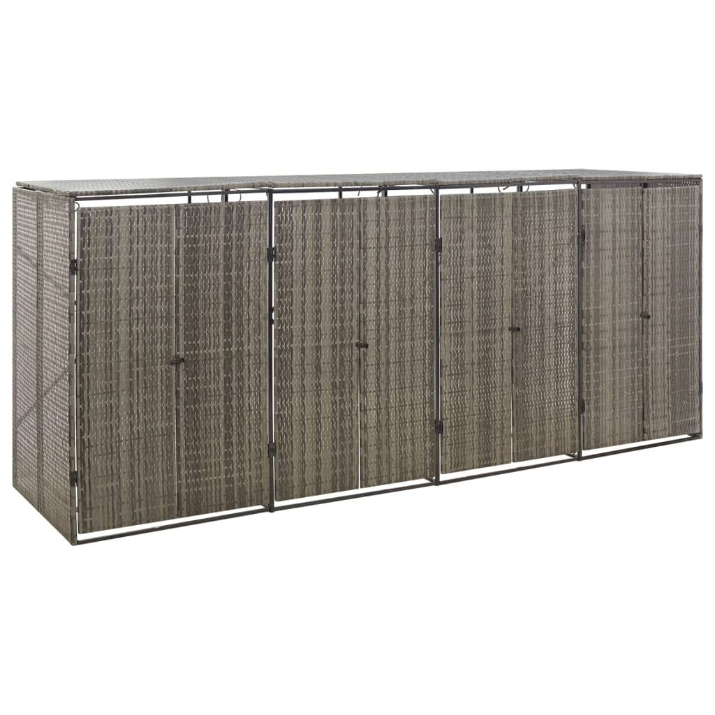 vidaXL Magazie de pubele cvadruplă, gri, 274x80x117 cm, poliratan vidaXL Magazie de pubele cvadruplă, gri, 274x80x117 cm, poliratan