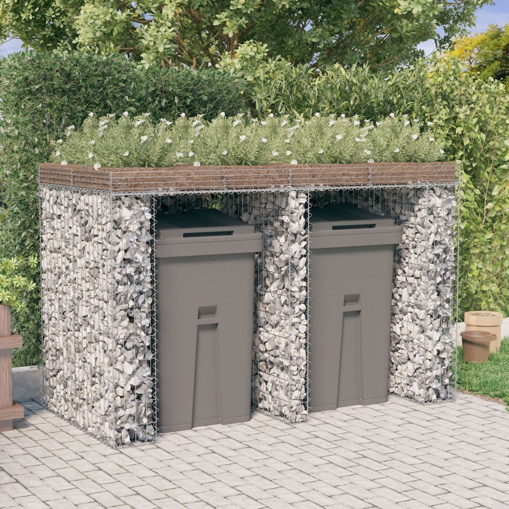 vidaXL Perete gabion pentru pubela gunoi 192x91x120 cm fier galvanizat vidaXL Perete gabion pentru pubela gunoi 192x91x120 cm fier galvanizat