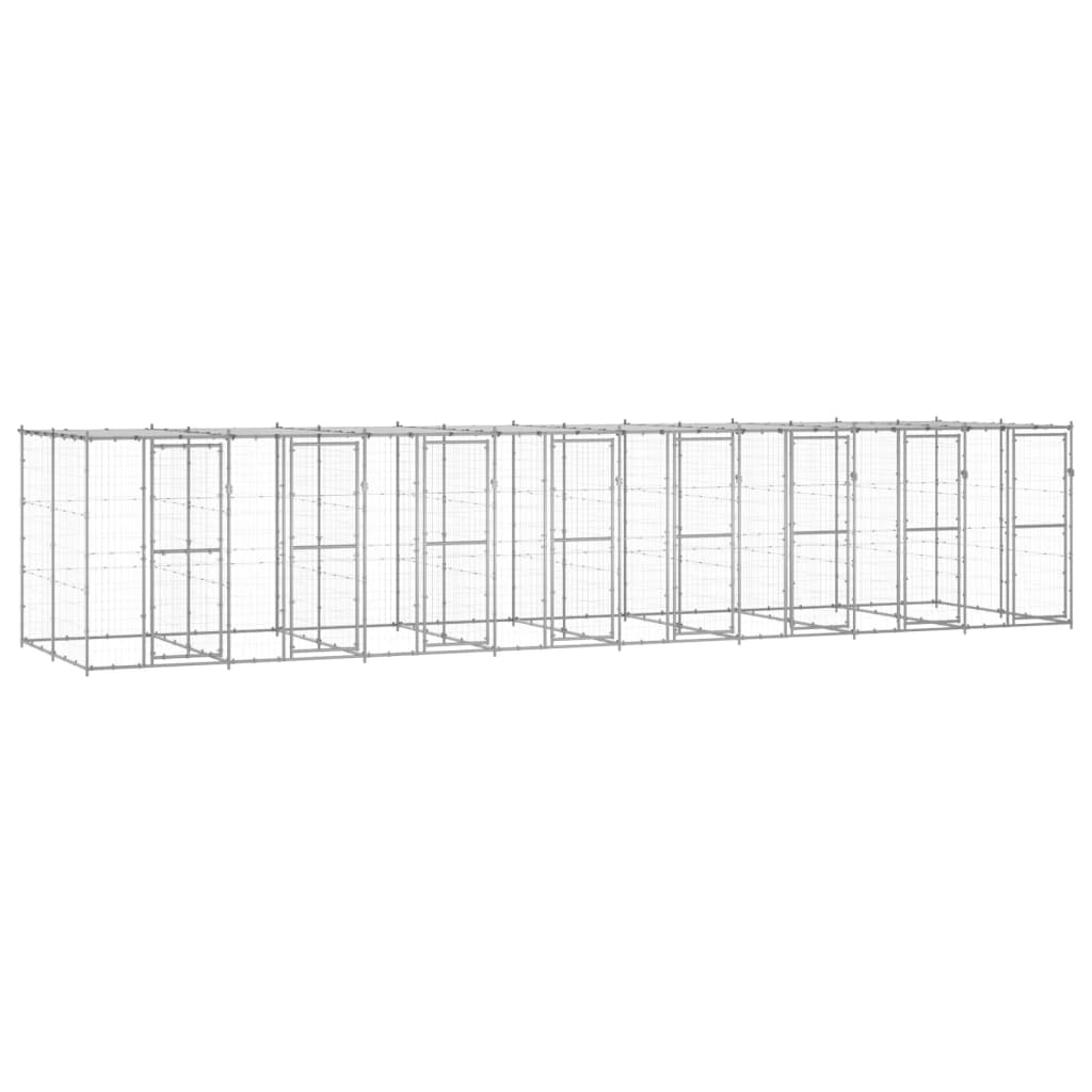 vidaXL Padoc câini de exterior cu acoperiș, 19,36 m², oțel galvanizat vidaXL Padoc câini de exterior cu acoperiș, 19,36 m², oțel galvanizat