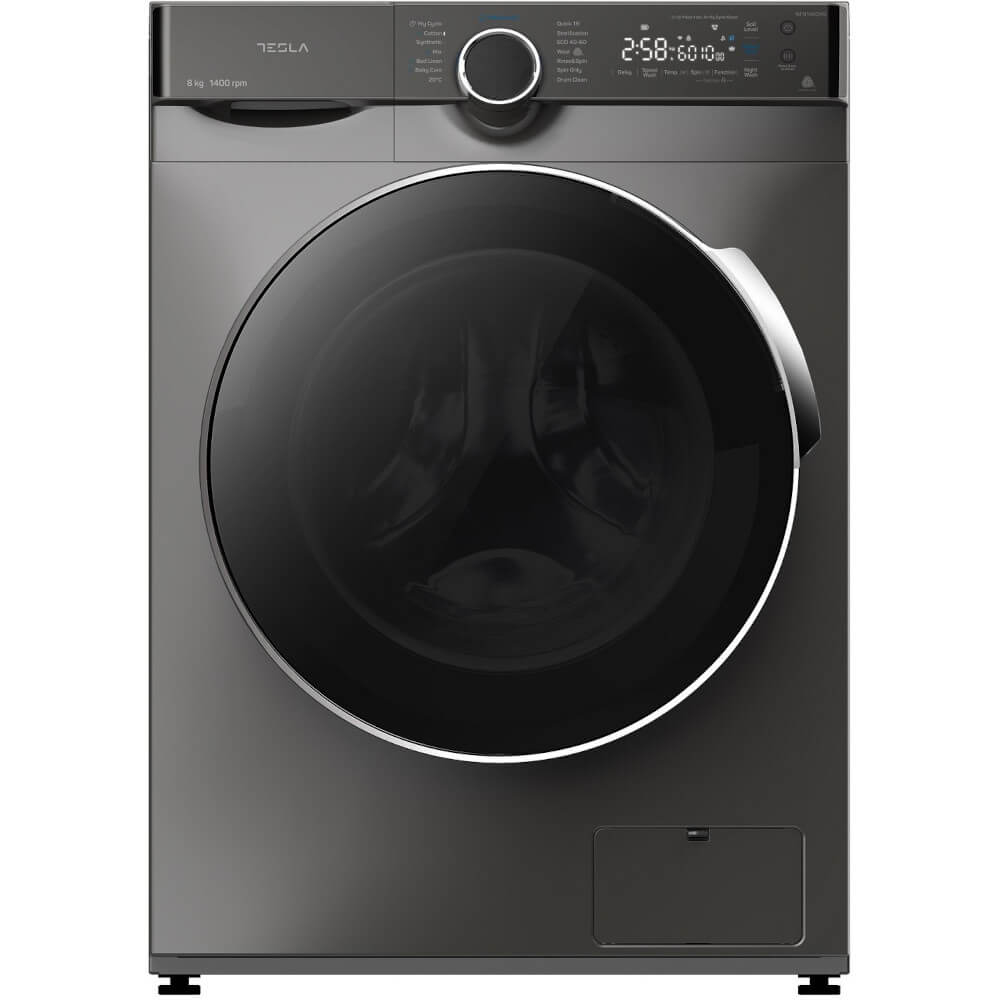 Masina de spalat rufe Tesla WF81490MS, 1400 RPM, 8 kg, Display LED, Steam Care, Clasa B, Gri/Negru Masina de spalat rufe Tesla WF81490MS, 1400 RPM, 8 kg, Display LED, Steam Care, Clasa B, Gri/Negru