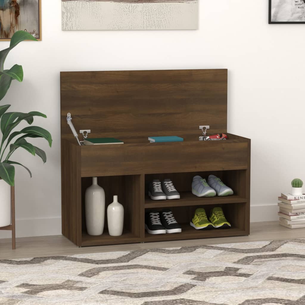 vidaXL Bancă pentru pantofi stejar maro 80x30x45 cm lemn prelucrat vidaXL Bancă pentru pantofi stejar maro 80x30x45 cm lemn prelucrat