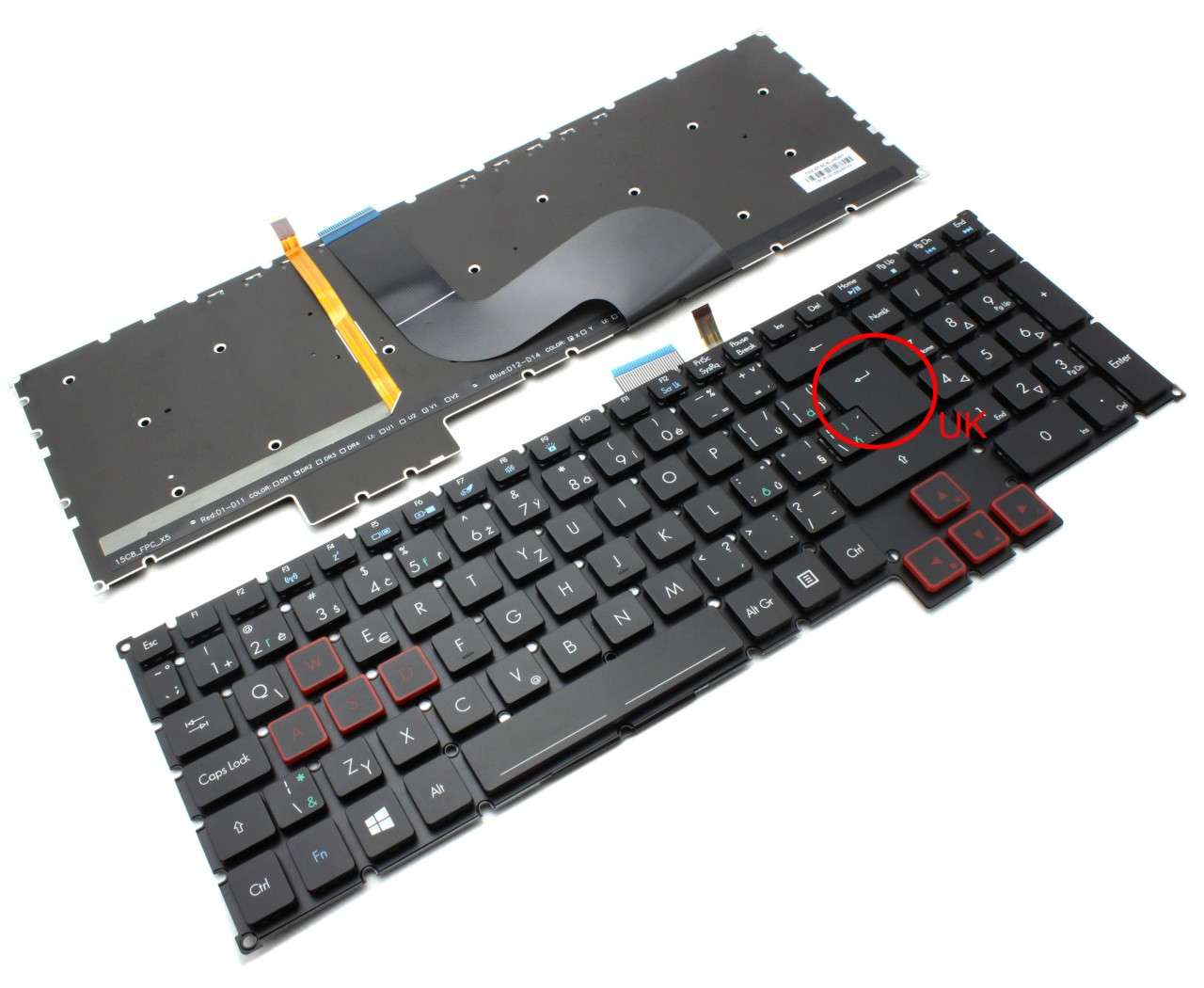 Tastatura Acer 6460544EK201 iluminata layout UK fara rama enter mare Tastatura Acer 6460544EK201 iluminata layout UK fara rama enter mare