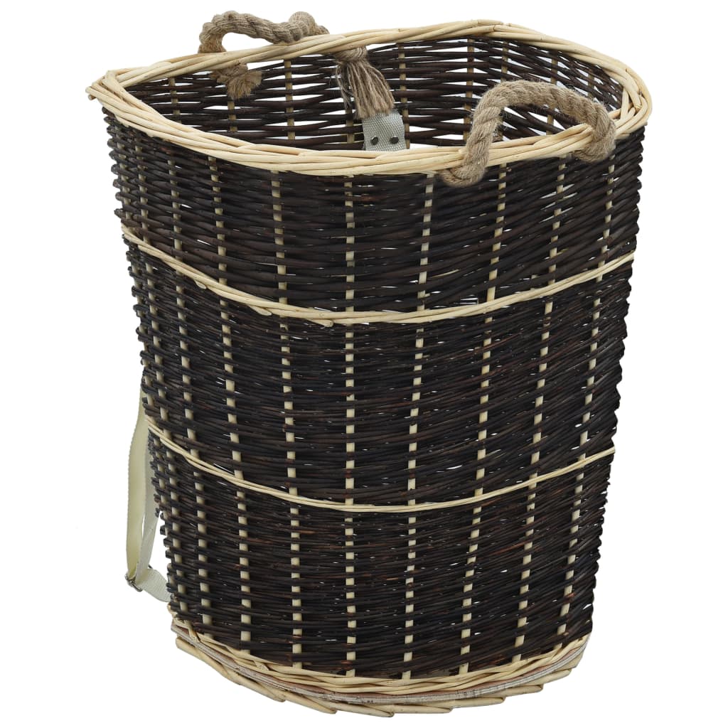 vidaXL Coș lemne foc cu curele de transport natural 57x51x69 cm salcie vidaXL Coș lemne foc cu curele de transport natural 57x51x69 cm salcie