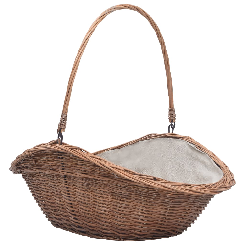 vidaXL Coș pentru lemne de foc cu mâner, natural, 60x44x55 cm, salcie vidaXL Coș pentru lemne de foc cu mâner, natural, 60x44x55 cm, salcie