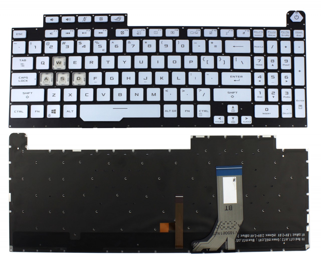 Tastatura Albastra Asus ROG STRIX SCAR III G731GW iluminata layout US fara rama enter mic Tastatura Albastra Asus ROG STRIX SCAR III G731GW iluminata layout US fara rama enter mic