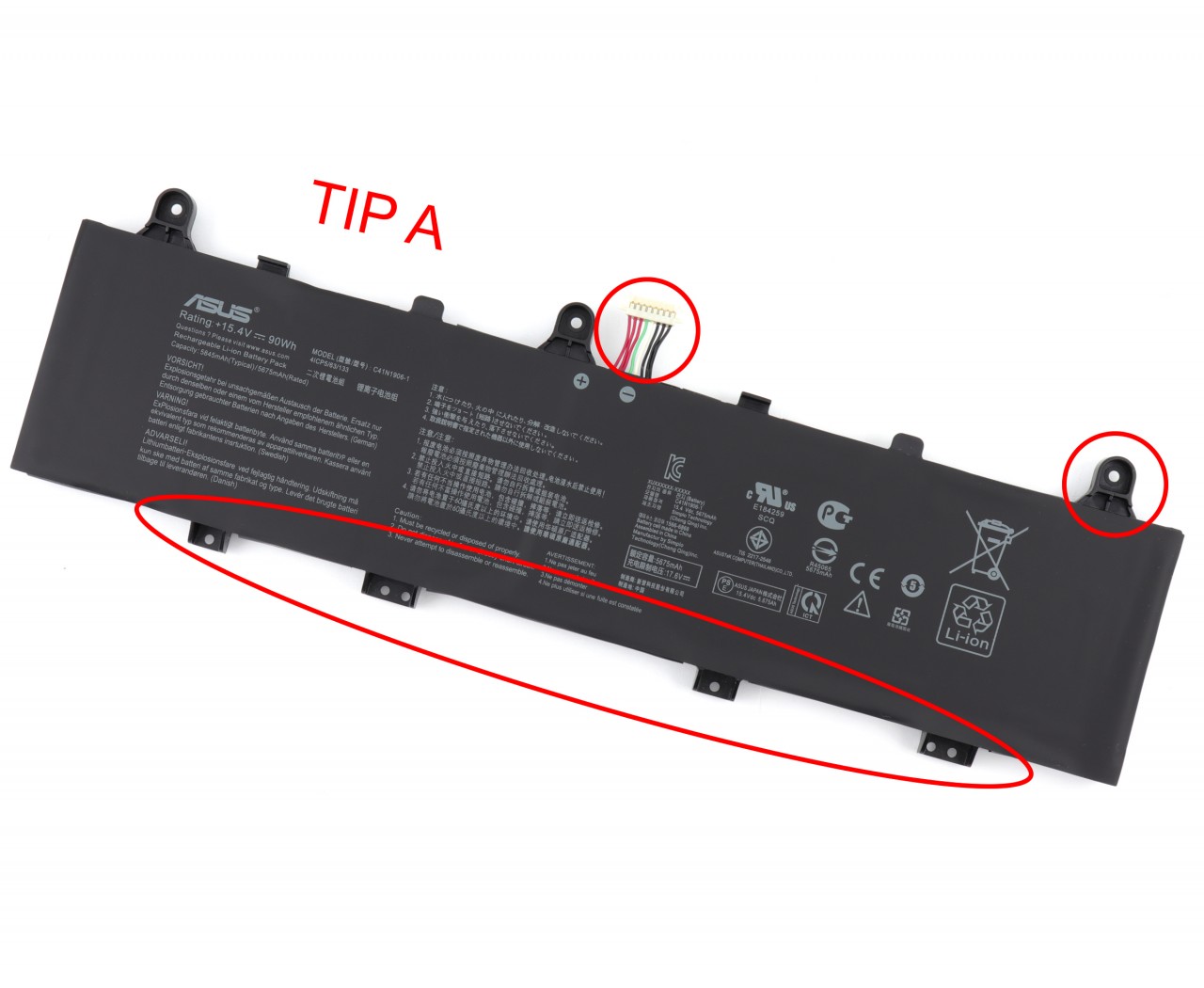 Baterie Asus Rog ZEPHYRUS DUO 15 GX550LWS Oem 90Wh Tip A Cablu Scurt Baterie Asus Rog ZEPHYRUS DUO 15 GX550LWS Oem 90Wh Tip A Cablu Scurt