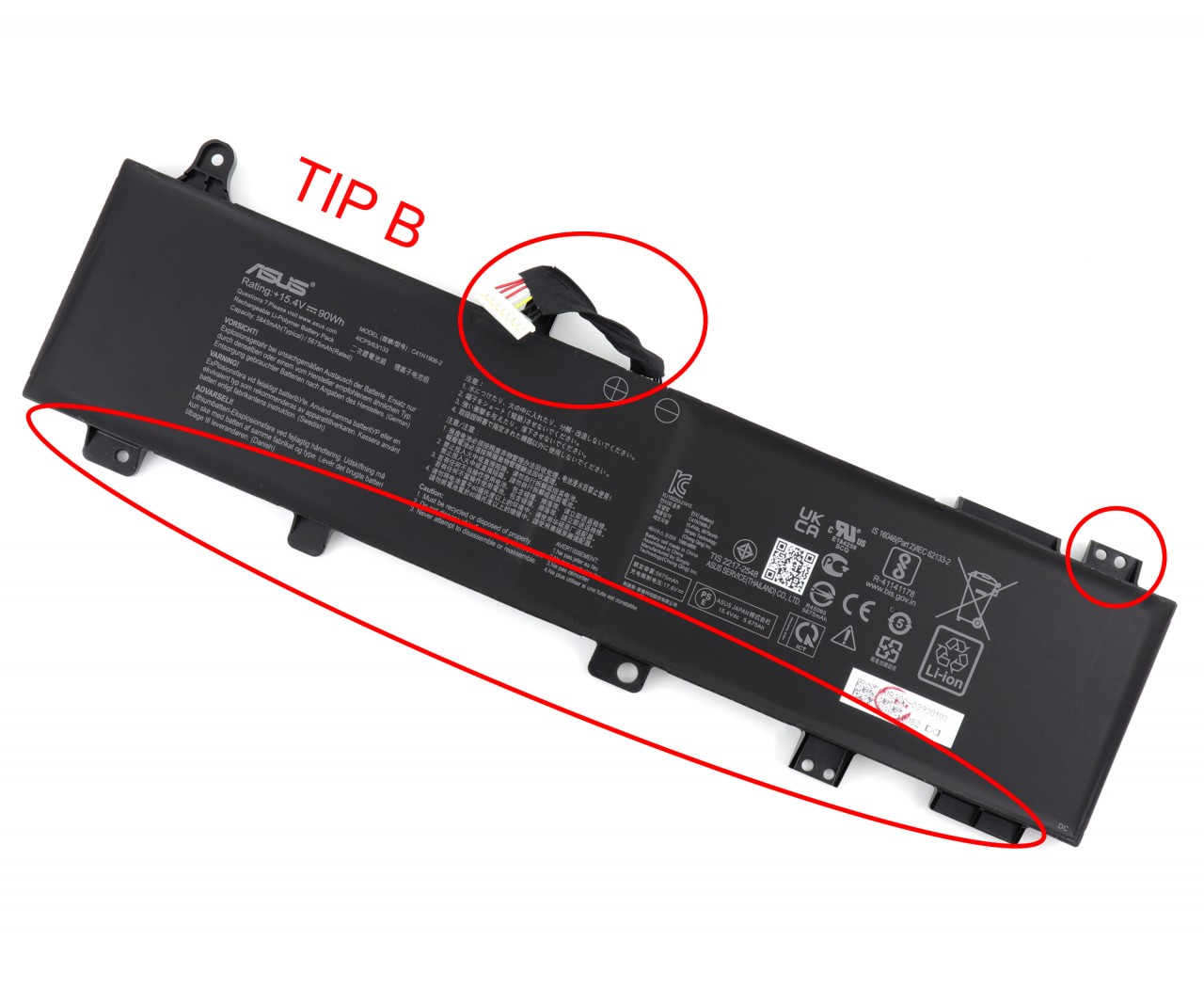 Baterie Asus Rog ZEPHYRUS DUO 15 GX550LWS Oem 90Wh Tip B Cablu Lung Baterie Asus Rog ZEPHYRUS DUO 15 GX550LWS Oem 90Wh Tip B Cablu Lung