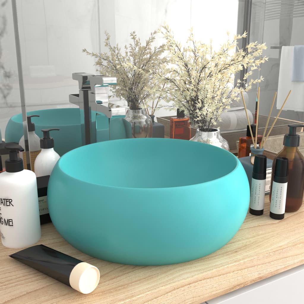 vidaXL Chiuvetă baie lux verde deschis mat 40x15 cm ceramică rotund vidaXL Chiuvetă baie lux verde deschis mat 40x15 cm ceramică rotund